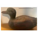 Hand-Carved Wooden Duck Decoy Sculpture