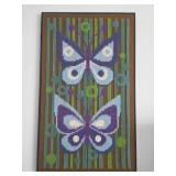 Framed Needlepoint With Butterfly Motif