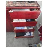Clothing in Four Wooden Drawers