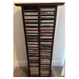 Wood CD Rack With Assorted Music CDs