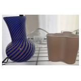 Glass Vase and Mats Jonasson Crystal Sculpture