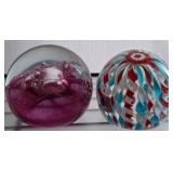 Two Art Glass Paperweights with Unique Designs