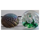 Two Art Glass Paperweights, St. Clair Marked