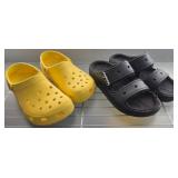 Two Pairs of Crocs Clogs and Sandals