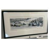 Framed Limited Edition Print, Village in Winter