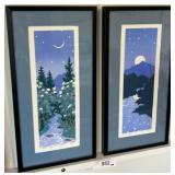 Framed Mountain Landscape Prints, Signed