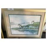 Framed Watercolor Landscape Painting