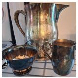 Silver-Plated Pitcher, Creamer, Bowl, and Tray Set