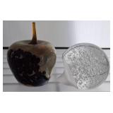 Two Glass Figurines: Apple and Mushroom