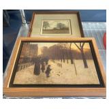 Two Framed Artworks, Winter Scene & Landscape