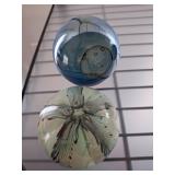 Two Art Glass Paperweights by Lundberg Studios