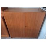 Mid-Century Style Wooden Cabinet with Contents