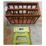 Wood Rack and Folding Plastic Step Stool