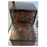 Decorative Boxes with Coins and Jewelry Assortment