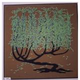 Framed Textile Artwork of Tree Design
