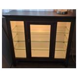 Illuminated Wooden Display Cabinet with Glass Shel