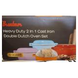 Bruntmor 2-in-1 Cast Iron Dutch Oven, 5 Qt
