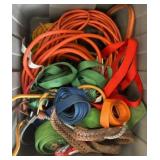 Plastic Tote with Assorted Tie-Down Straps