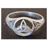 Sterling Silver Ring with Celtic Knot Design, Size