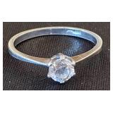 Sterling Silver Ring with Crystal Stone, Size 5