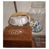 Boy Scouts Mess Kit, Marbles, and Carved Box