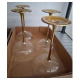 Four Gold Stemmed Glass Coupes