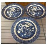 Blue Willow English Dinner Plates, Set of 3