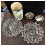 Glass Plates, Ceramic Bowls, and Wine Chiller