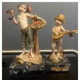 Cherubic Figurines on Marble Bases