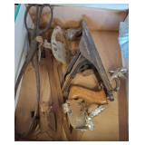 Boxed Lot of Antique Tools, Ice Skates, and More