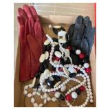 Gloves and Assorted Costume Jewelry Lot