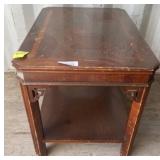 Wood Side Table with Inlaid Veneer Top c5
