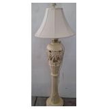 Carved 60-Inch Floor Lamp With Floral Motif
