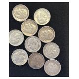 10 U.S. Silver Roosevelt Dimes, Mixed Dates