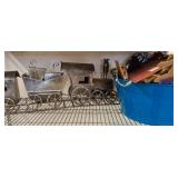 Metal Train Decor and Halloween Themed Items