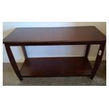 Wood Sofa Table With Shelf, Brown Finish