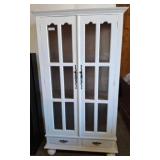 White Wooden Display Cabinet With Two Drawers