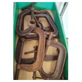 Rusted Steel C-Clamps, Various Sizes