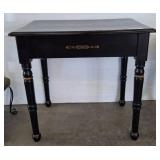 Black Wood Table with Turned Legs, 30x20x28in
