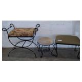 Three Upholstered Metal-Frame Stools