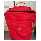 Red Nylon Rolling Travel Bags with Leather Trim