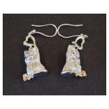 Sterling Silver Cat Dangle Earrings