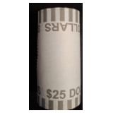 Roll of $25 Gold-Colored Dollar Coins