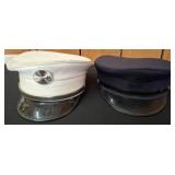 Two Uniform Caps, White and Navy XL