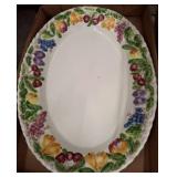 Oval Ceramic Platter with Fruit Motif