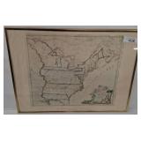 Framed Map of Early United States, 24x19