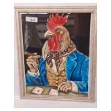 Framed Rooster in Suit Artwork, 18x22