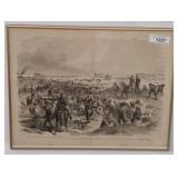 Framed Civil War-Themed Engraving, 22x17