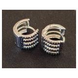 Sterling Silver Black Stone Cuff Earrings