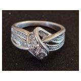 Size 7 Silver-Tone Ring with Clear Stones